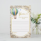  kaart Luchtballon Baby shower Advies Kaart (Staand voorkant)