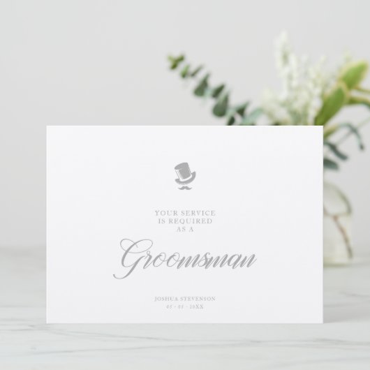 Kaart Luxury Groomsman Wedding minimalist proposal (Staand voorkant)