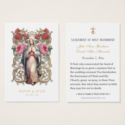 Kaart Maagd Mary katholieke bruiloft (Voorkant /achterkant)