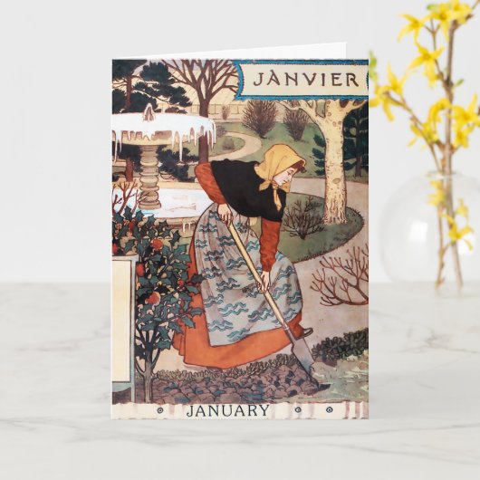 Kaart: maand januari - Janvier Kaart (Gele Bloem)