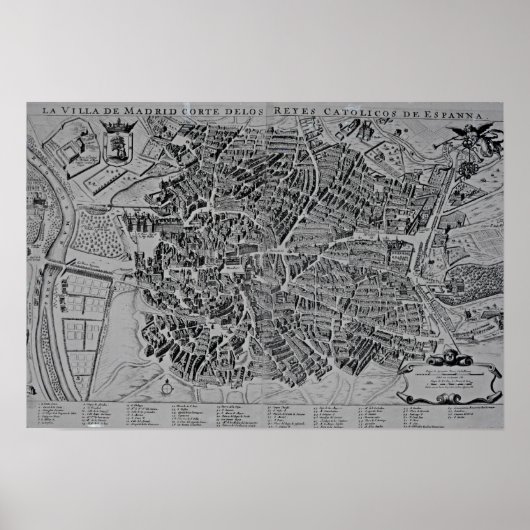 Kaart Madrid Poster (Voorkant)