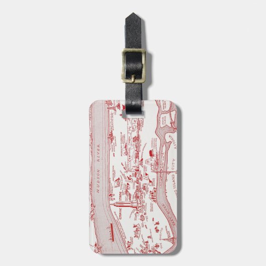 KAART: MANHATTAN, c1935 Bagagelabel (Voorkant verticaal)