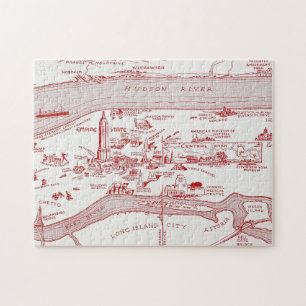 KAART: MANHATTAN, c1935 Legpuzzel