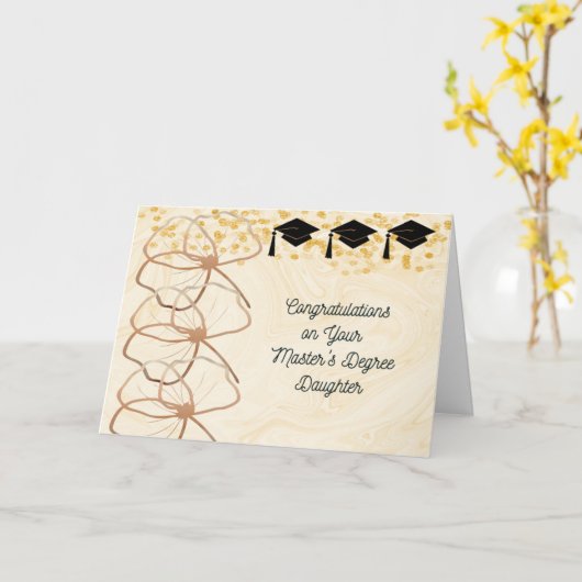 Kaart mastergraad voor dochter met Roos Gold (Gele Bloem)