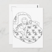 Kaart meisje baby shower Line Coloring (Voorkant / Achterkant)
