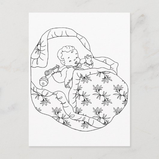Kaart meisje baby shower Line Coloring (Voorkant)