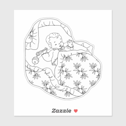  Kaart meisje baby shower Line Coloring Sticker (Vel)