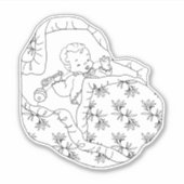  Kaart meisje baby shower Line Coloring Sticker (Voorkant)