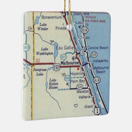 kaart Melbourne Florida Keramisch Ornament (Rechts)