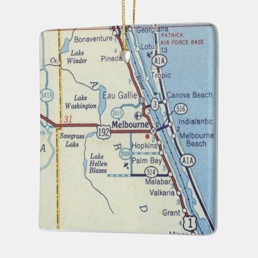  kaart Melbourne Florida Keramisch Ornament (Links)