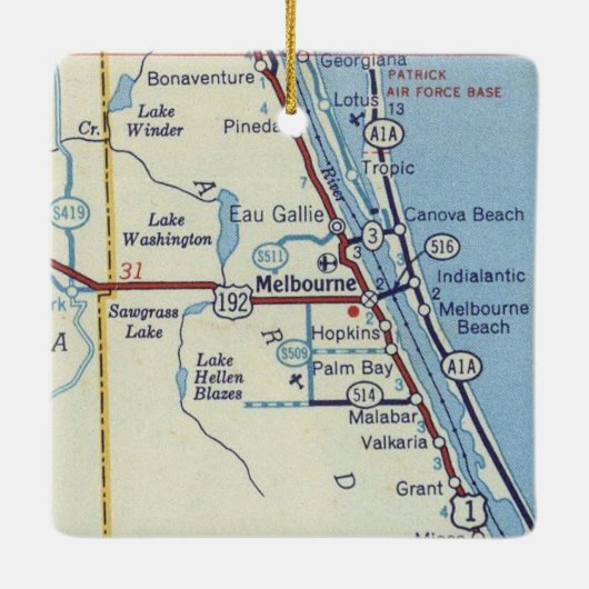  kaart Melbourne Florida Keramisch Ornament (Achterkant)