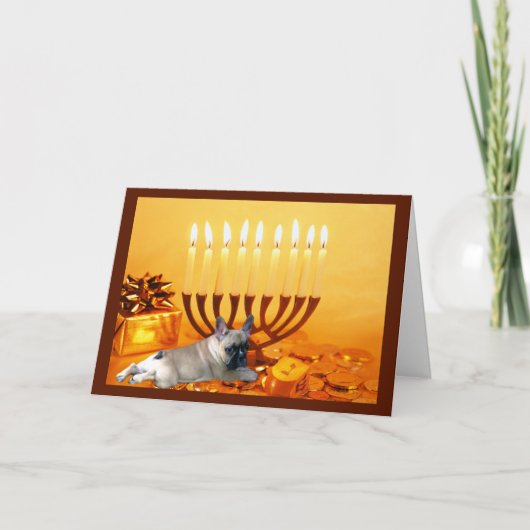 Kaart Menorah, Bulldog Chanukah (Voorkant)