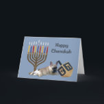 Kaart Menorah Dreidel (Bulldog Chanukah)<br><div class="desc">Het herdenken van familie en vrienden tijdens het Chanoekaseizoen is een prachtige manier om contact te houden met de mensen waar je van houdt en waar je om geeft. Ik heb met liefde en zorg een Chanoekaartje voor honden gemaakt en ik ben er zeker van dat iedereen die van honden...</div>