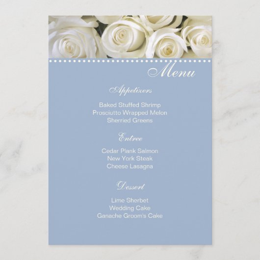Kaart Menu Ivory Rozen (Voorkant)