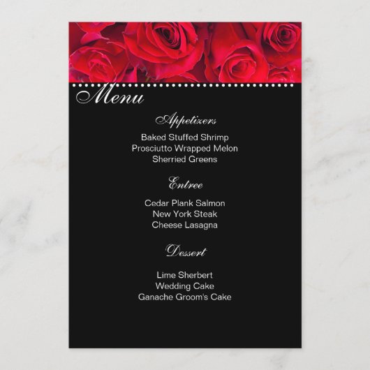 Kaart Menu Red Roses (Voorkant)
