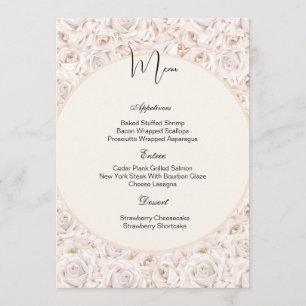 Kaart  menu Witte rozen