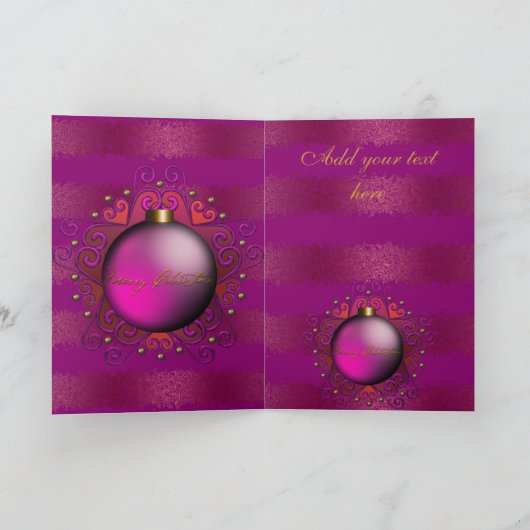 Kaart Merry Kerstmis Deep Plum Pink Gem (Binnen)