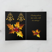 Kaart Merry Xmas Black Red Gold Holly Kerstmis (Binnen)