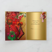 Kaart Merry Xmas Gold Red White Kerstmis (Binnen)