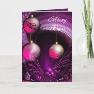 Kaart Merry Xmas Plum Pink Balls