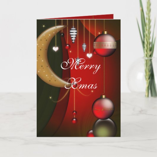 Kaart Merry Xmas Red Balls (Voorkant)