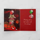 Kaart Merry Xmas Red Green Kerstmis Balls (Binnen)