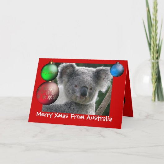 Kaart Merry Xmas van Australië Koala (Voorkant)