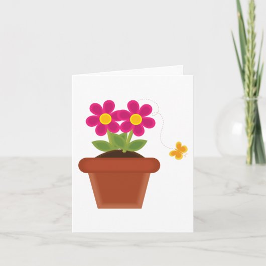 Kaart met aangetaste bloem en vlinder (Voorkant)