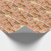 kaart met aardbeiendessert cadeaupapier (Hoek)