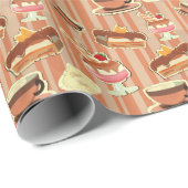 kaart met aardbeiendessert cadeaupapier (Rol Hoek)