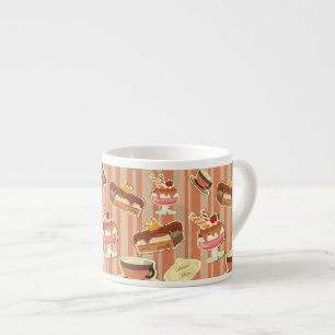 kaart met aardbeiendessert espresso kop