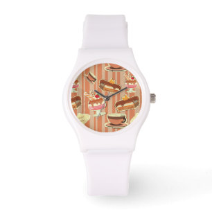 kaart met aardbeiendessert horloge