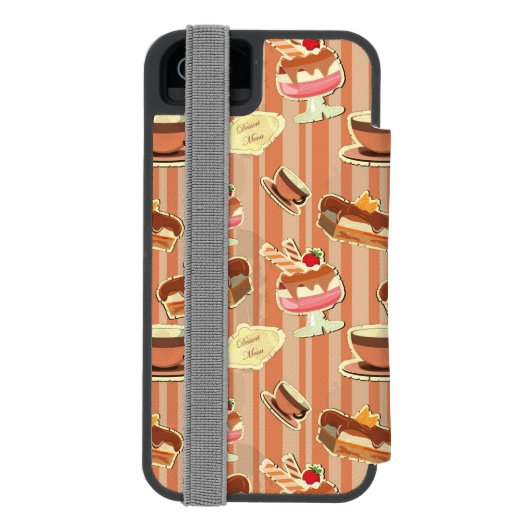  kaart met aardbeiendessert incipio iPhone portemonnee hoesje (Agenda Achterkant)