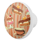 kaart met aardbeiendessert keramische knop (Rechts)