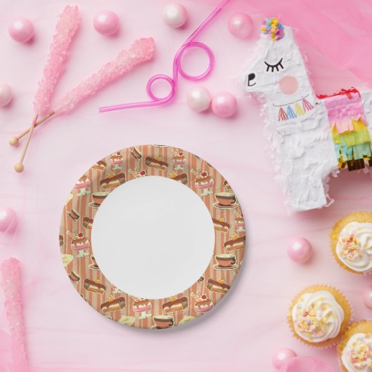  kaart met aardbeiendessert papieren bordje (Feest)