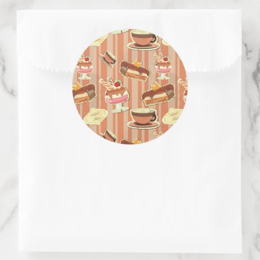  kaart met aardbeiendessert ronde sticker (Tas)