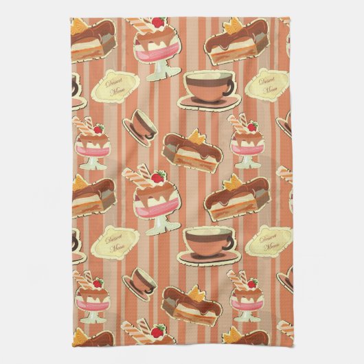  kaart met aardbeiendessert theedoek (Verticaal)