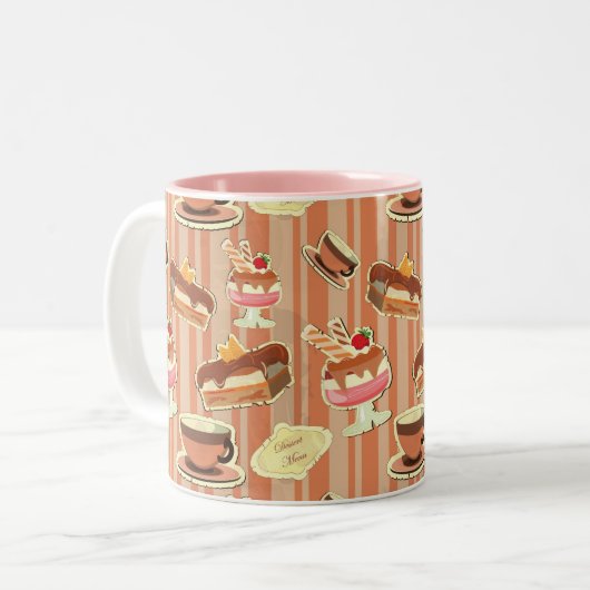  kaart met aardbeiendessert tweekleurige koffiemok (Voorkant links)