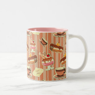  kaart met aardbeiendessert tweekleurige koffiemok