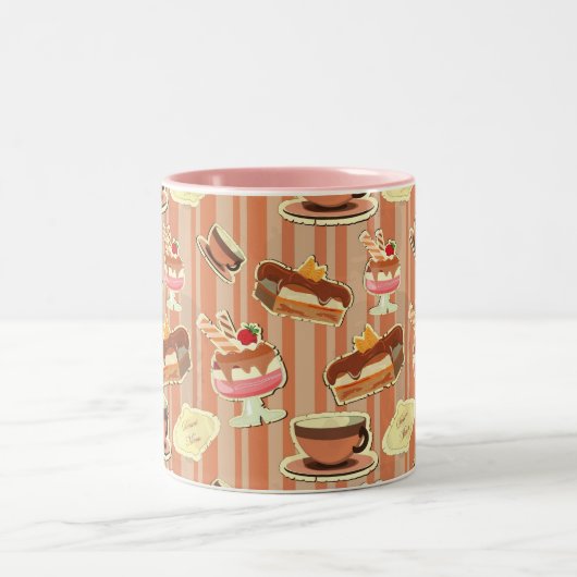  kaart met aardbeiendessert tweekleurige koffiemok (Center)