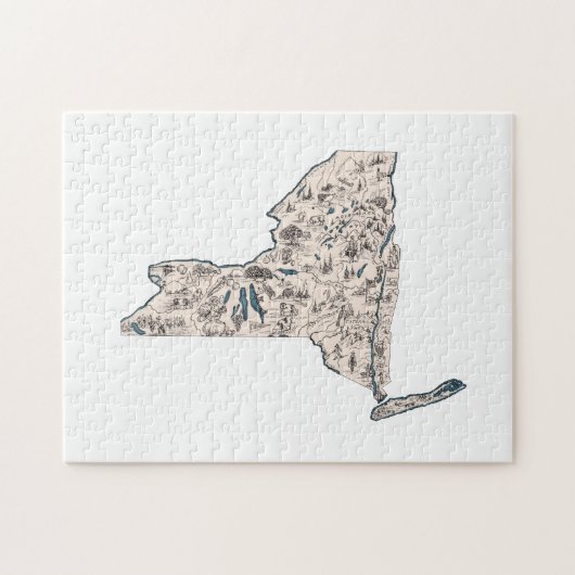  kaart met Afbeelding in New York Legpuzzel (Horizontaal)