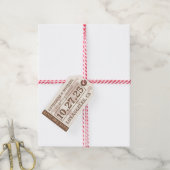  kaart met bruin leder bespaart de datum cadeaulabel (Met Touw)