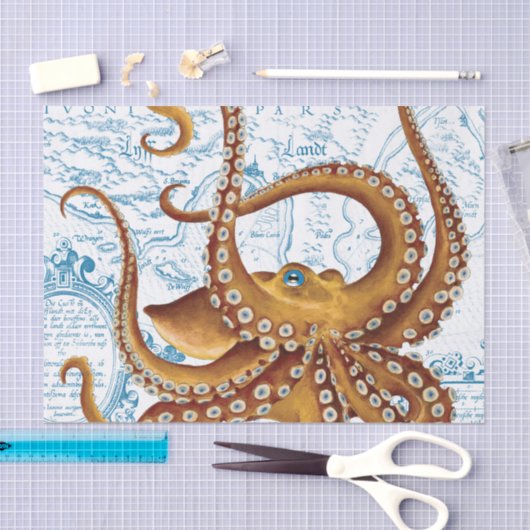 kaart met bruine inktvis tissuepapier (Craft)