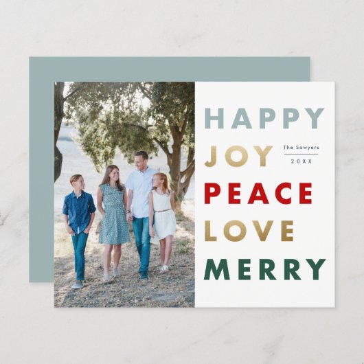 Kaart met budgettype voor kerstfeestdag (Voorkant / Achterkant)