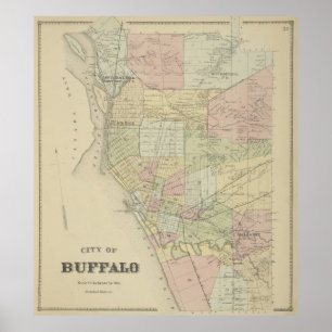 kaart met bufferzone (1866) poster