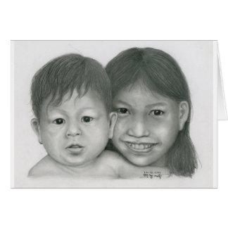 Kaart met Cambodjaanse jongen en meisje van Vannak