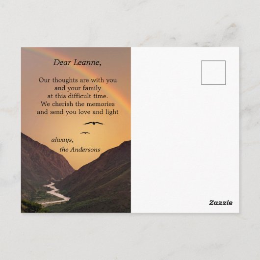 Kaart met condoleance regenboog diepste sympathie (Achterkant)