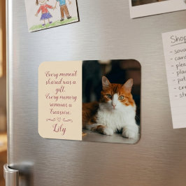 Kaart met condoleance voor verloren kat met foto e magneet
