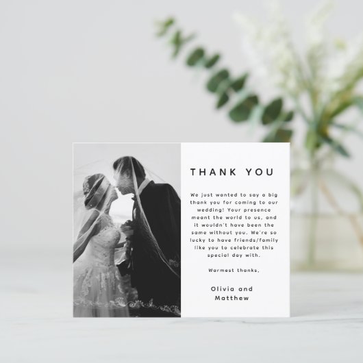 Kaart met dankbetuiging en foto en tekst aan beide (Staand voorkant)