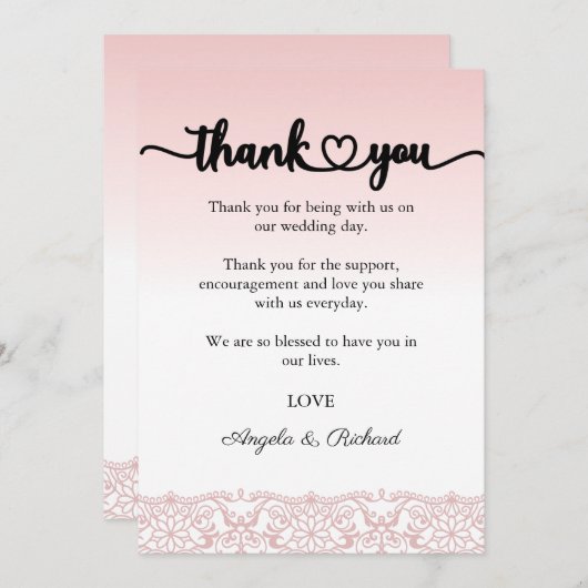 Kaart met dankwoord, script dankwoord, kant (Voorkant / Achterkant)